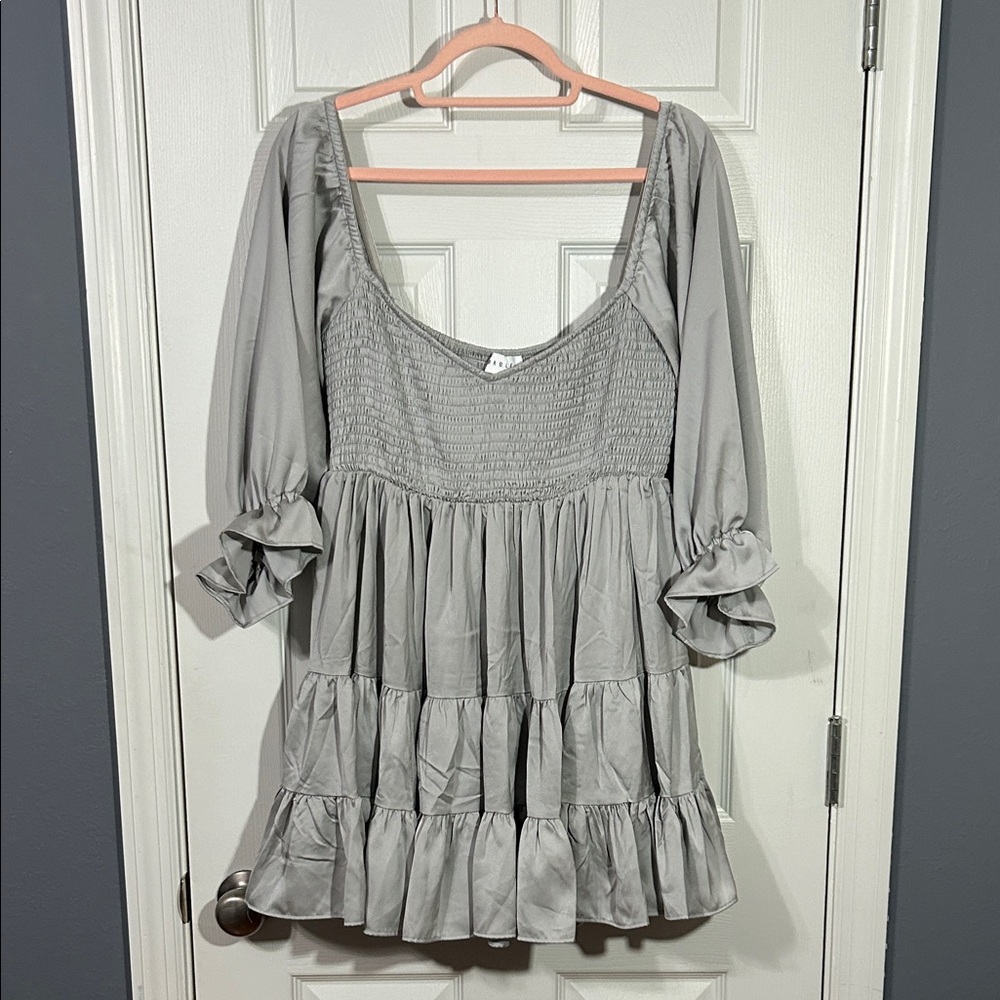 MABLE EMORY SMOCKED RUFFLE MINI DRESS WITH SMOCKED BUST